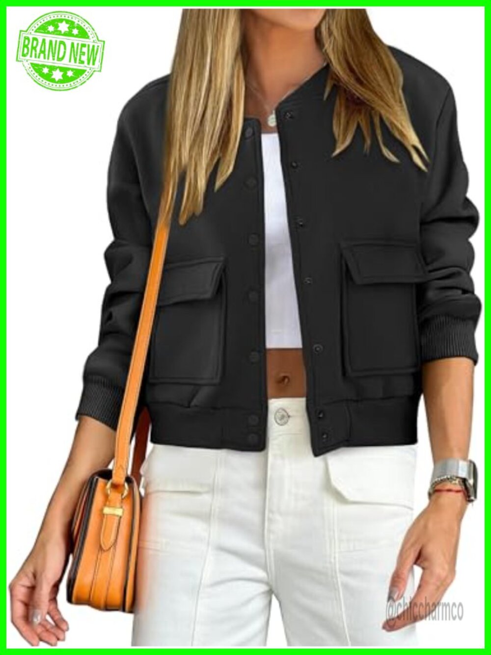 Cropped Bomber Jacket Casual Trendy Varsity Y2K Button Down